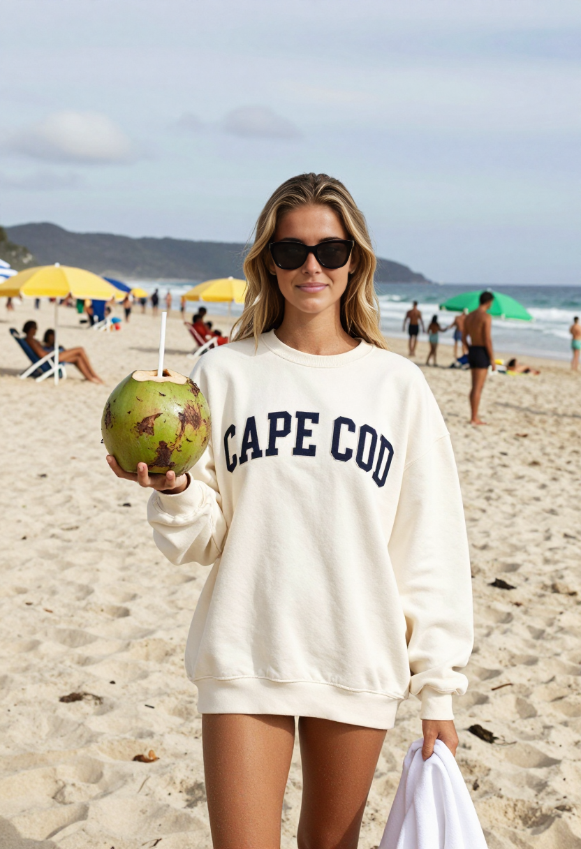 Off White Crewneck Sweatshirt And White Shorts